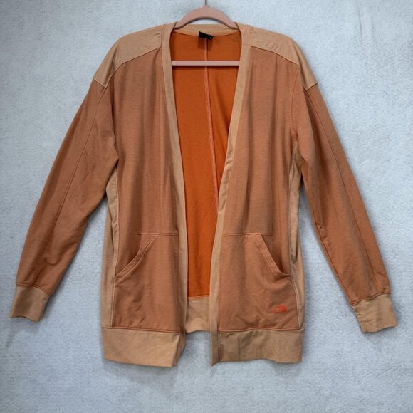 The North Face Sweater Womens Medium Orange Open Front Cardigan Pockets NF0A82Q1 - Picture 1 of 13